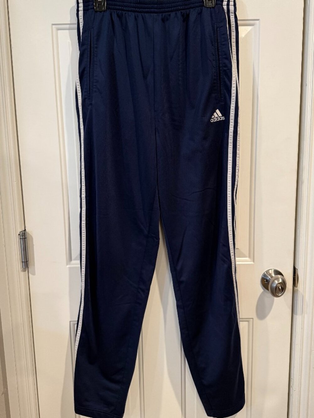 Vintage Adidas Men's XL Navy Blue 3-Stripe Full Snap Tearaway Track Pants